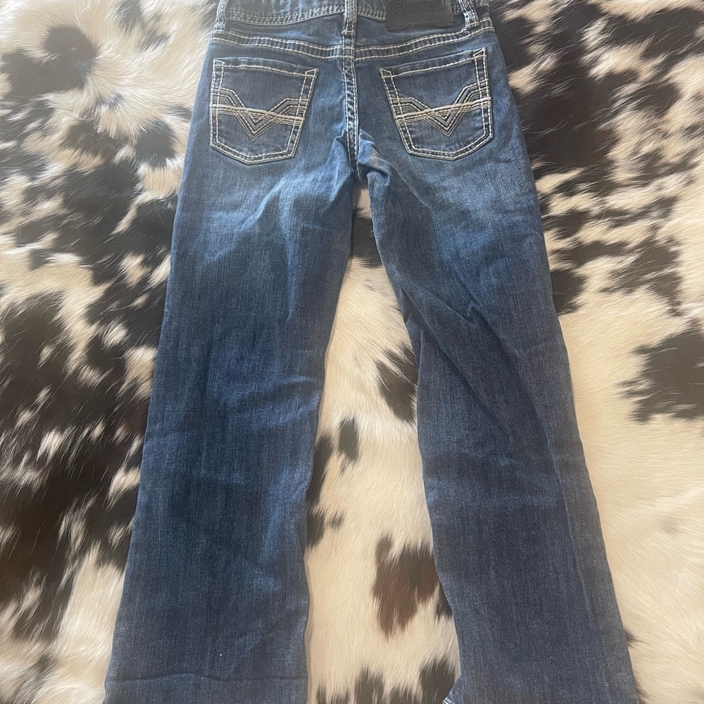 Boys Size 7 Rock & Roll Blue Denim Jeans with Contrast Stitching - Picture 2 of 4